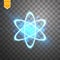 Shining atom scheme. on black transparent background. Vector illustration,