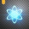 Shining atom scheme. on black transparent background. Vector illustration,