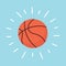 Shining basketball ball. Sport card. Hand drawn vector illustration