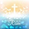 Shining and birds with He is risen text for Easter day