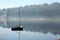 Shining boot in the mist on Tandil lake