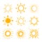 Shining bright hand drawn happy sun vector set