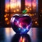 Shining celestial glass apple with a galaxies inside