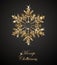 Shining Christmas Background with Shining Gold Snowflake. Merry Christmas card. Vector.