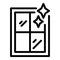 Shining clean window icon, outline style