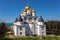 Shining cupola of orthodox monastery in summer day