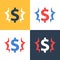 Shining dollar sign, earn money, get cash loan, currency exchange services