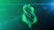 Shining Dollar Symbol in Spinning Cyberspace