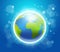 Shining Earth On Blue Bokeh Background 22 April Holiday Greeting Card Design