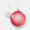 Shining glass red and white christmas baubles