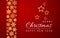 Shining glitter glowing gold snowflakes on red background. Christmas and New Year background. Vector illustration
