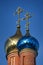 Shining Gold & Blue Cupolas of church of Our Lady in Vostryakovo - Domes of Russian Orthodox Churches