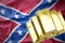 Shining golden bullions on the confederate jack