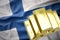 Shining golden bullions on the finland flag