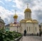 Shining golden cupola of orthodox church of The Holy Trinity Saint Sergius Lavra