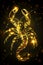 Shining golden scorpio zodiac sign on black background, illustration