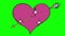 Shining heart with an arrow is beating looped cartoon animation isolated on green screen