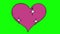 Shining heart is beating looped cartoon animation isolated on green screen