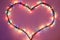 Shining heart on dark pink background