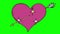 Shining heart is pierced by an arrow cartoon animation isolated on green screen