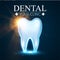 Shining Helthy Tooth with Lights. Fresh Stomatology Design Template. Dental Health Concept. Oral Care.