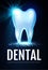 Shining Helthy Tooth with Lights. Stomatology Design Template. Dental Health Concept. Oral Care.
