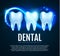 Shining Helthy Tooth with Motion Lights. Cleaining Teeth. Frech Stomatology Design Template. Dental Enamel Health