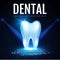 Shining Helthy Tooth with Spotlights. Fresh Stomatology Design Template. Dental Health Concept. Oral Care.