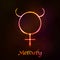 Shining neon zodiac Mercury vector symbol