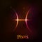 Shining neon zodiac Pisces vector symbol