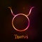 Shining neon zodiac Taurus vector symbol