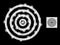 Shining Network Mesh Concentric Circles Icon with Lightspots and White Mesh