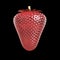 Shining and nuanced red glass gem strawberry natural summer juicy fruit with leaf isolated high quality realistic render