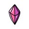 Shining pink crystal vector icon. Glass quartz, a beautiful gemstone. Bright magical prism. Moonstone isolated on white