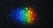 Shining a spot of light in the form of a rainbow. Bokeh. Spectral decomposition of light into rainbow colors.