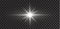 Shining stars isolated on a transparent white background. Effects, glare, radiance, explosion, white light, set. The