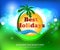 Shining summer typographical background with