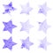 Shining watercolor stars icon set. Vector