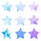 Shining watercolor stars icon set. Vector