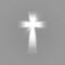 Shining white cross and sunlight special lens flare light effect on transparent background. Glowing saint cross. Vector