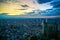 Shinjuku of city landscape and sunset visible from the observatory of the Tokyo Metropolitan Government Building