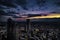 Shinjuku of city landscape and sunset visible from the observatory of the Tokyo Metropolitan Government Building