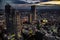 Shinjuku of city landscape and sunset visible from the observatory of the Tokyo Metropolitan Government Building