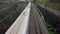 Shinkansen, bullet train, passes under the railway overpass at full speed