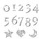 Shinning Silver Numbers and moon star heart pattern