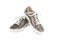 Shinny Brown Leather Sneakers With White Lace  3