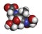 Shinorine sunscreen molecule. 3D rendering. Atoms are represented as spheres with conventional color coding: hydrogen (white),