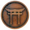 Shinto symbol on the copper metal coin