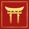 Shinto Symbol Golden Portal Red Background