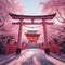 Shinto temple and torii gate in Japan